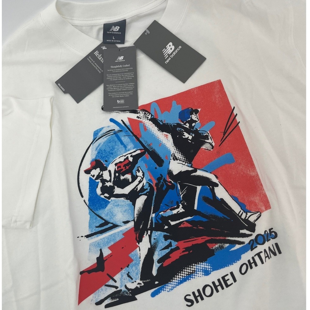New Balance Shohei Ohtani Shirt Mens L White 2025 Two Swords Relaxed Fit Tee